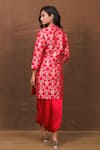 Pinki Sinha_Red Banarasi Silk Handwoven Floral Vintage Pattern Kurta And Dhoti Pant Set _Online_at_Aza_Fashions