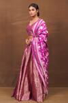 Buy_Pinki Sinha_Purple Banarasi Silk Handwoven Floral Checkered And Jaal Pattern V Lehenga Set _Online_at_Aza_Fashions