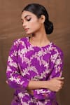 Shop_Pinki Sinha_Purple Banarasi Silk Handwoven Floral Round Neck Kurta With Pant _Online_at_Aza_Fashions