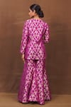 Shop_Pinki Sinha_Purple Banarasi Silk Handwoven Floral Lapel Collar Jacket With Gharara _at_Aza_Fashions