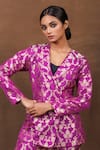 Shop_Pinki Sinha_Purple Banarasi Silk Handwoven Floral Lapel Collar Jacket With Gharara _Online_at_Aza_Fashions