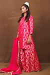 Buy_Pinki Sinha_Pink Banarasi Silk Handwoven Floral Round Kurta Sharara Set _Online_at_Aza_Fashions