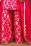 Shop_Pinki Sinha_Pink Banarasi Silk Handwoven Floral Round Kurta Sharara Set _Online_at_Aza_Fashions