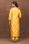 Shop_Pinki Sinha_Yellow Banarasi Silk Handwoven Floral Round Vine Pattern Kurta And Pant Set_at_Aza_Fashions