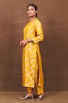 Buy_Pinki Sinha_Yellow Banarasi Silk Handwoven Floral Round Vine Pattern Kurta And Pant Set_Online_at_Aza_Fashions