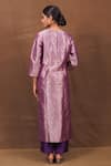 Shop_Pinki Sinha_Purple Banarasi Silk Handwoven Geometric Round Pattern Kurta And Pant Set_at_Aza_Fashions