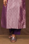 Pinki Sinha_Purple Banarasi Silk Handwoven Geometric Round Pattern Kurta And Pant Set_Online_at_Aza_Fashions