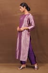 Buy_Pinki Sinha_Purple Banarasi Silk Handwoven Geometric Round Pattern Kurta And Pant Set_Online_at_Aza_Fashions