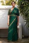 Buy_Label Earthen_Green Silk Zari, Embroidery Rani Panna Resham Saree _at_Aza_Fashions