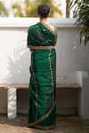 Label Earthen_Green Silk Zari, Embroidery Rani Panna Resham Saree _Online_at_Aza_Fashions
