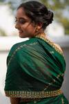 Shop_Label Earthen_Green Silk Zari, Embroidery Rani Panna Resham Saree _Online_at_Aza_Fashions