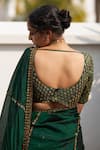 Label Earthen Green Silk Embroidery Round Neck Rani Panna Resham Saree And Blouse Set at Aza Fashions Label Earthen_Green Silk Embroidery Round Neck Rani Panna Resham Saree And Blouse Set _at_Aza_Fashions