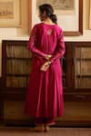 Shop_Label Earthen_Magenta Chanderi, Silk Zari, Sequins, Sunari Dhaari Anarkali And Pant Set _at_Aza_Fashions