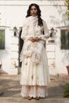 Buy_Label Earthen_White Chanderi Silk Hand Salma Sitara Anarkali Sharara Set  _at_Aza_Fashions