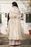 Shop_Label Earthen_White Chanderi Silk Hand Salma Sitara Anarkali Sharara Set  _Online_at_Aza_Fashions