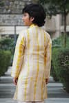 Shop_Taber Tikri_Yellow Cotton Silk Embroidered Shibori Mirror And Thread Kurta Set  _at_Aza_Fashions