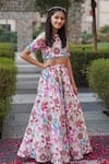 Shop_Taber Tikri_Off White Chinon Printed And Embroidered Floral Lehenga & Blouse Set  _Online_at_Aza_Fashions