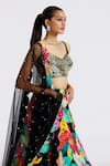 Basanti - Kapde Aur Koffee_Multi Color Lehenga Crepe Print Floral V Neck Retro Set _Online_at_Aza_Fashions