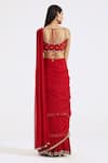 Shop_Basanti - Kapde Aur Koffee_Red Saree Georgette Embroidery Mirror Square Neck Pre-draped With Silk Blouse _at_Aza_Fashions