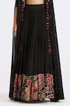 Buy_Basanti - Kapde Aur Koffee_Black Chinon Printed And Embroidered Floral Cape Applique Blouse Skirt Set _Online_at_Aza_Fashions