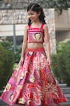 Buy_Taber Tikri_Pink Georgette Blend Printed And Embroidered Floral Lehenga & Blouse Set  _at_Aza_Fashions