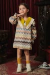 Buy_Jasmine And Alaia_Multi Color Zig-zag Pattern Knit Fabric Textured Chevron Maria Dress  _Online_at_Aza_Fashions