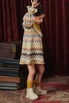 Buy_Jasmine And Alaia_Multi Color Zig-zag Pattern Knit Fabric Textured Chevron Maria Dress  