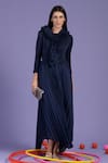 Buy_Tasuvure_Blue Polyester Raspberry Ruffled Bodice Dress _at_Aza_Fashions
