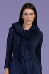 Tasuvure_Blue Polyester Raspberry Ruffled Bodice Dress _Online_at_Aza_Fashions