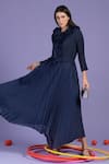Shop_Tasuvure_Blue Polyester Raspberry Ruffled Bodice Dress _at_Aza_Fashions