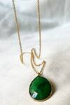 Shop_Kharakapas_Green Stone Bead Embellished Beryl Pendant Necklace_at_Aza_Fashions
