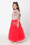 Buy_LIL DRAMA_Red Net Printed Floral Choli And Tiered Ghaghra Set _Online_at_Aza_Fashions