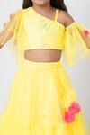 Shop_LIL DRAMA_Yellow Polyester Embroidered Sequin Choli Flared Ghaghra Set_Online_at_Aza_Fashions