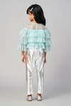 Shop_LIL DRAMA_Blue Polyester Printed Foil Three-layered Shimmer Top And Pant Set _at_Aza_Fashions