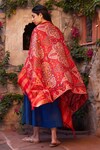 Shop_Toosh Kashmir_Red Embroidery Kani Jamawar Pashmina Shawl_at_Aza_Fashions