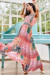 Buy_Bhanuni By Jyoti_Pink Viscose Printed And Embroidered Floral Tile Alessandra Dress _Online_at_Aza_Fashions