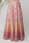 Buy_Samyukta Singhania_Peach Blouse And Lehenga Pure Silk Embroidered Floral V Neck Hand Bridal Set _Online_at_Aza_Fashions