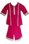 Buy_MINIME ORGANICS_Magenta Velvet Embroidery Sequins Work Kurta With Sharara _at_Aza_Fashions