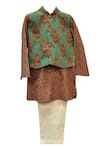 Buy_MINIME ORGANICS_Green Cotton Print Floral Mandala Bundi Kurta Set _at_Aza_Fashions