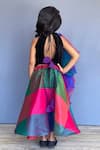 Shop_Pinkcow designs pvt ltd_Multi Color Raw Silk Woven Tinytots Colorblock Ghaghra Choli Set _at_Aza_Fashions