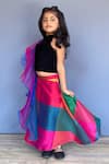 Shop_Pinkcow designs pvt ltd_Multi Color Raw Silk Woven Tinytots Colorblock Ghaghra Choli Set _Online_at_Aza_Fashions
