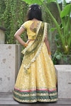 Shop_FAYON KIDS_Yellow Lehenga Brocade Embroidered Floral Set_at_Aza_Fashions