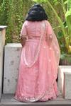 Shop_Fayon Kids_Pink Georgette, Organza Sequins, Embroidery And Thread Lehenga Set_at_Aza_Fashions