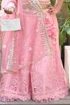Fayon Kids_Pink Georgette, Organza Sequins, Embroidery And Thread Lehenga Set_Online_at_Aza_Fashions