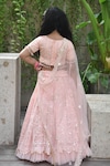 Shop_FAYON KIDS_Peach Lehenga And Blouse Georgette Embroidered Sequins Set_at_Aza_Fashions