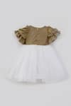 Shop_FAYON KIDS_Gold Organza Embroidered Sequins Frock_at_Aza_Fashions