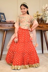 Buy_FAYON KIDS_Red Lehenga And Blouse Georgette Embroidered Thread Set_at_Aza_Fashions