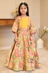 Buy_FAYON KIDS_Multi Color Georgette Embroidered Thread Sequins Jacket Lehenga Set_at_Aza_Fashions