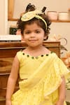 Buy_FAYON KIDS_Yellow Georgette Embroidered Floral Motifs Saree With Blouse_Online_at_Aza_Fashions