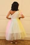 Shop_FAYON KIDS_Multi Color Net Embroidery Sequin One Shoulder Dress_at_Aza_Fashions